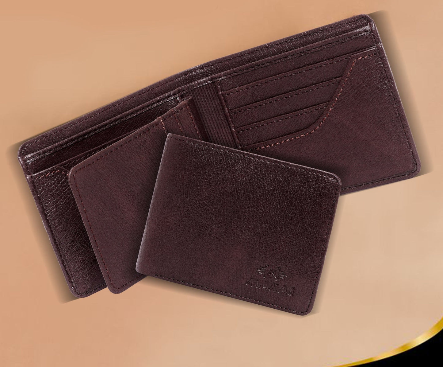 Makas men's card holder wallet , internal view, color - Brown