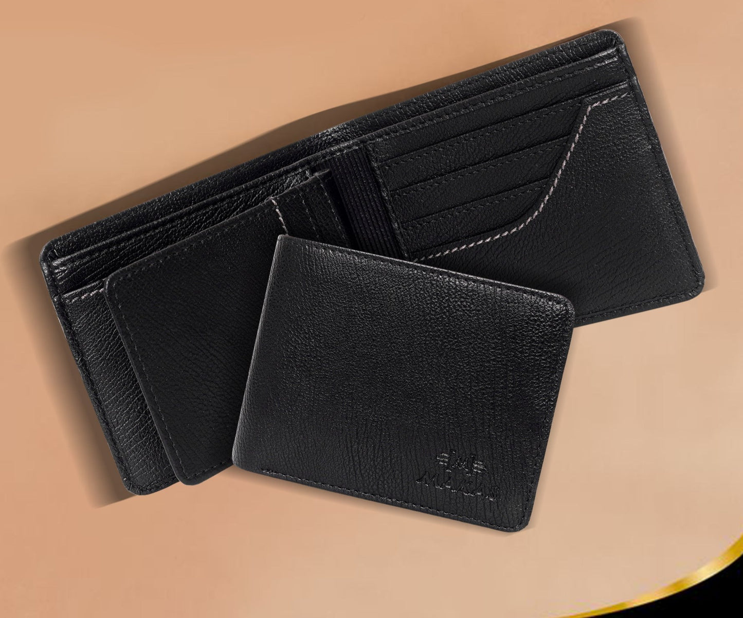 Makas men's card holder wallet , internal view, color - Black