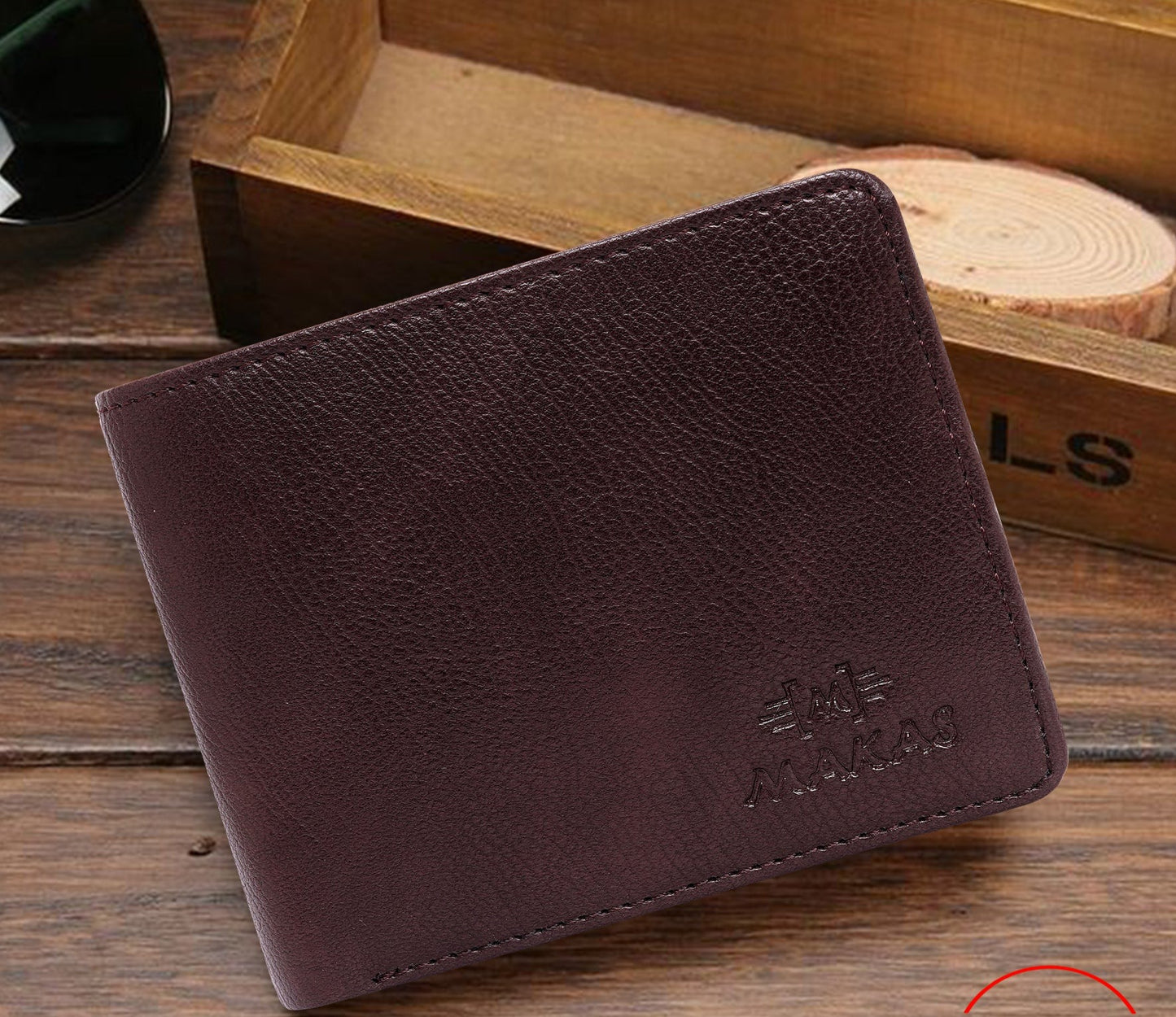 Makas men's card holder wallet , Front view, color - Brown