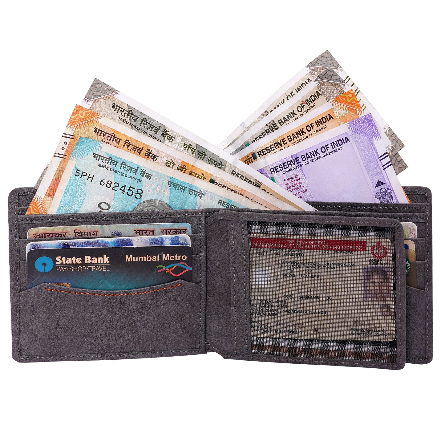 Makas men's wallet , internal look 2,color - Grey