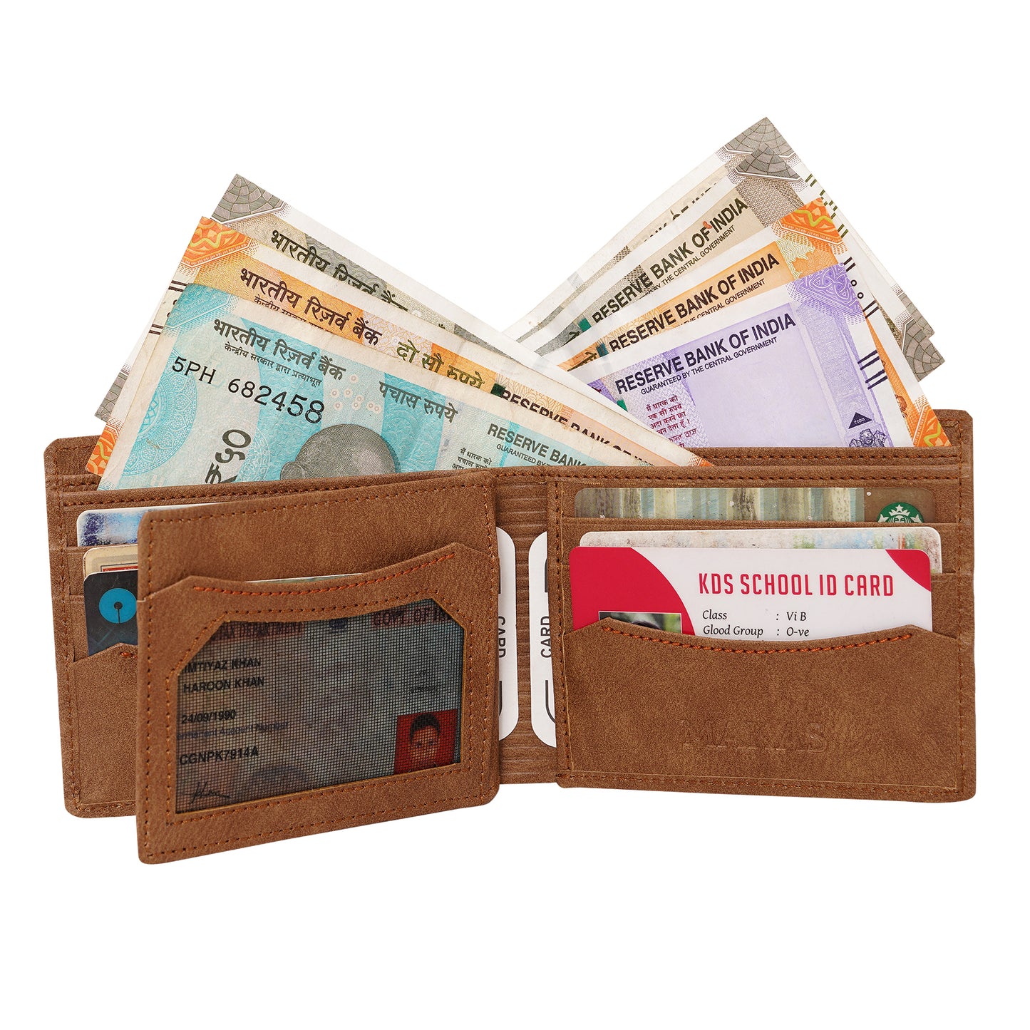 Makas men's wallet , internal look 1,color - Brown