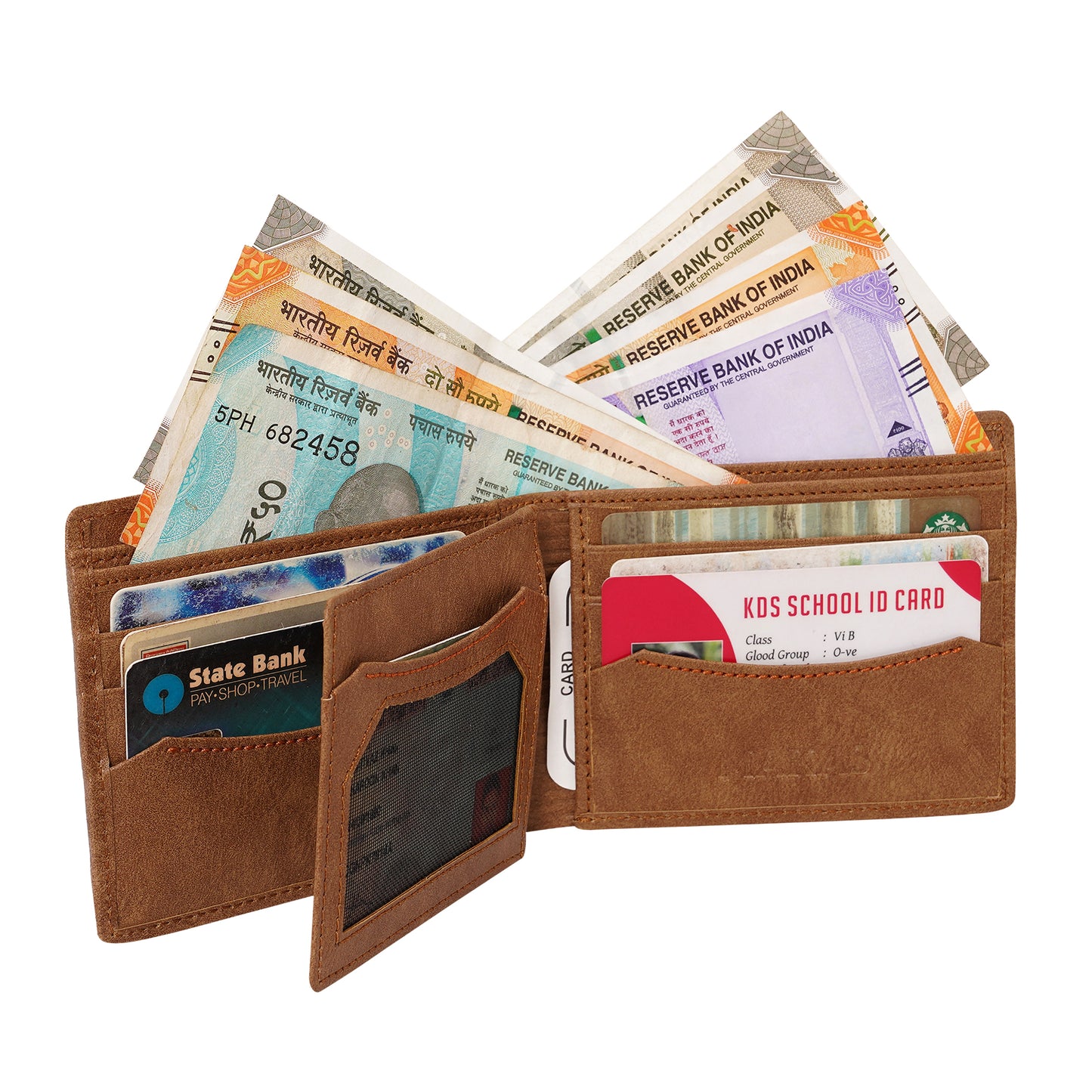 Makas men's wallet , internal look ,color - Brown