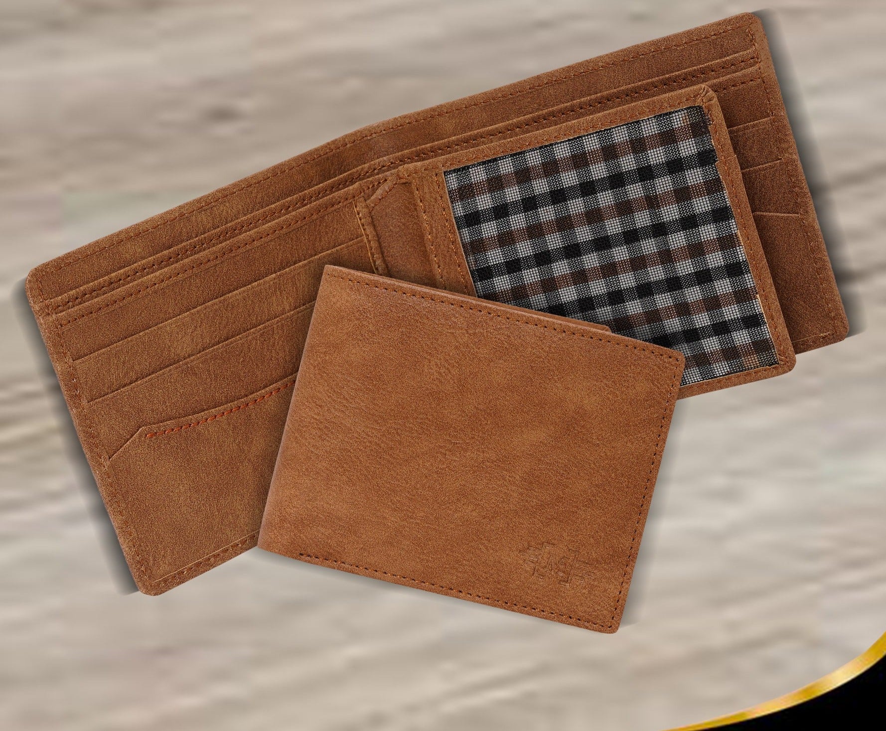 Makas men's wallet , front side open ,color - Brown