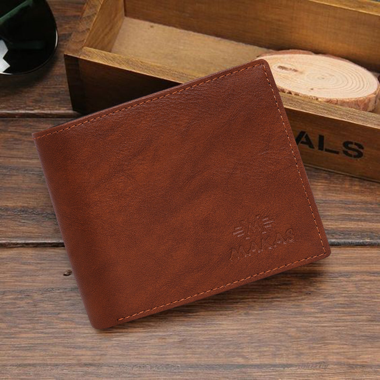 Makas Men's Card Holder Wallet - Front View - Colour brown