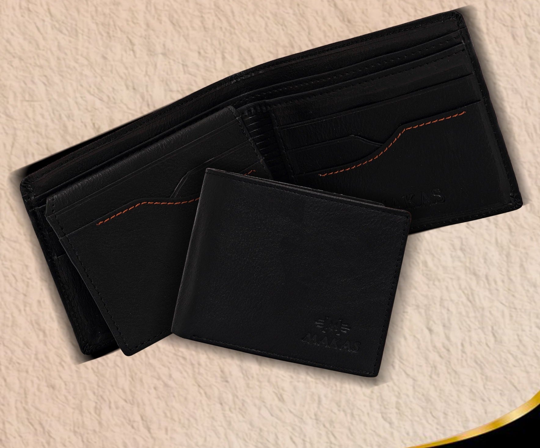 Makas Men's Card Holder Wallet - open View - Colour black