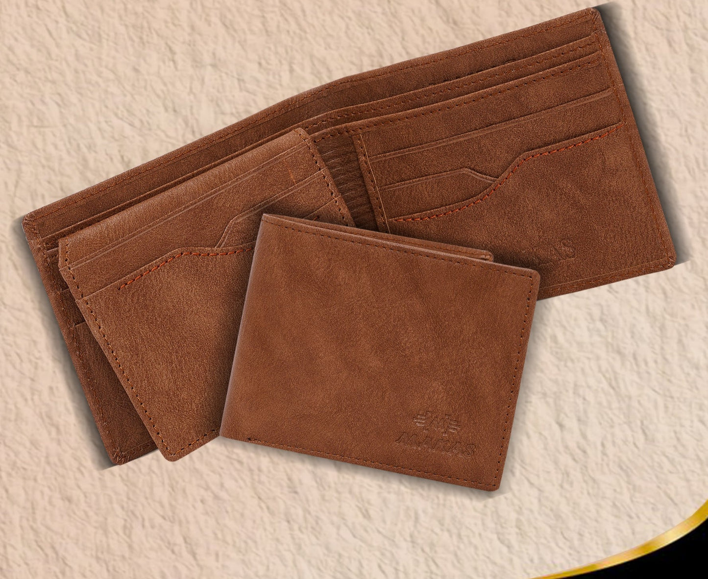 Makas Men's Card Holder Wallet - open View - Colour Tan