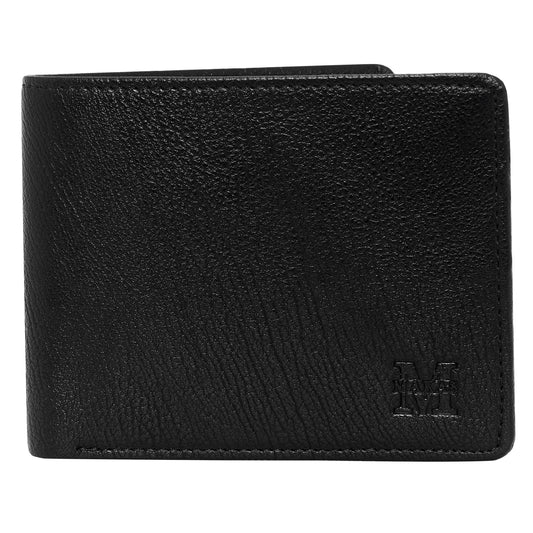 Makas Men's card holder wallet , front view,colour-Black