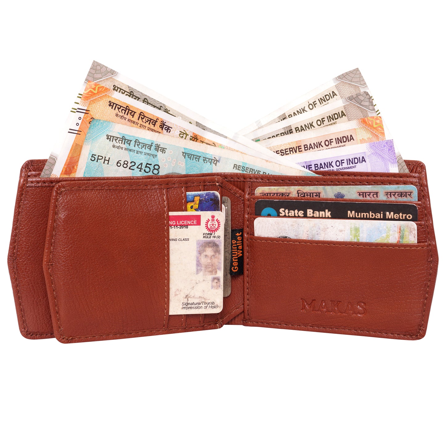 Makas Card Wallet , plain view 1 , color -Tan