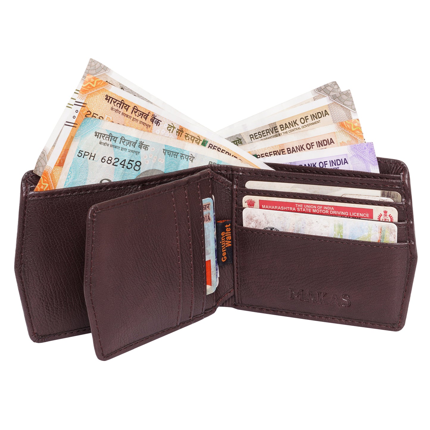 Makas Card Wallet , plain view 1 , color -Brown