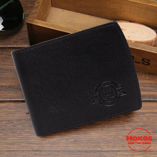 Makas Card Wallet with Coin Pocket , front view , color -Black