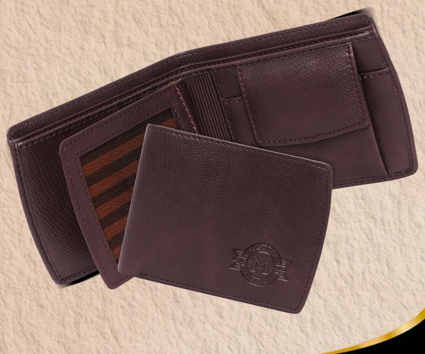 Makas Card Wallet with Coin Pocket , internal view, color -Brown