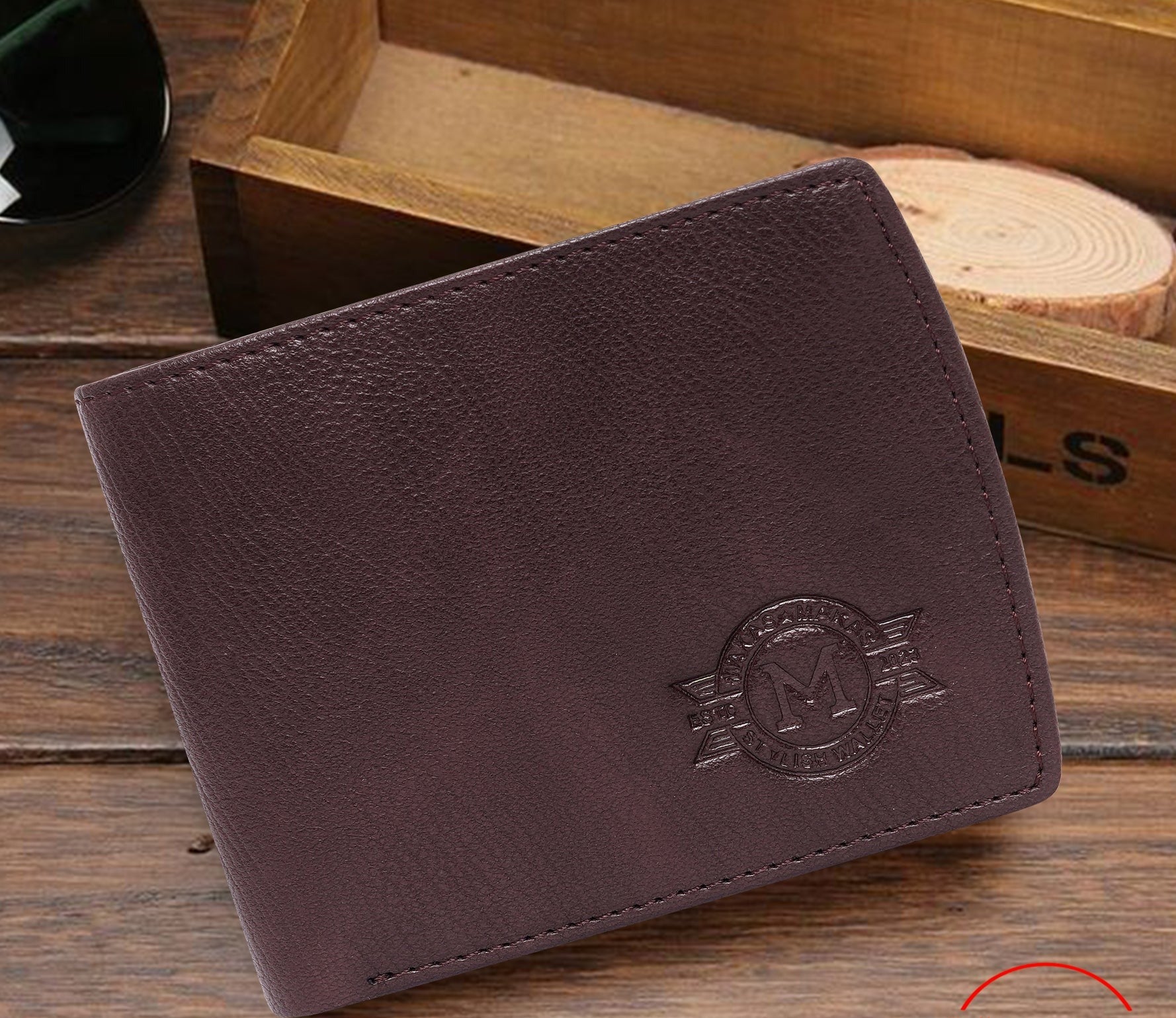 Makas Card Wallet with Coin Pocket , front view , color -Brown