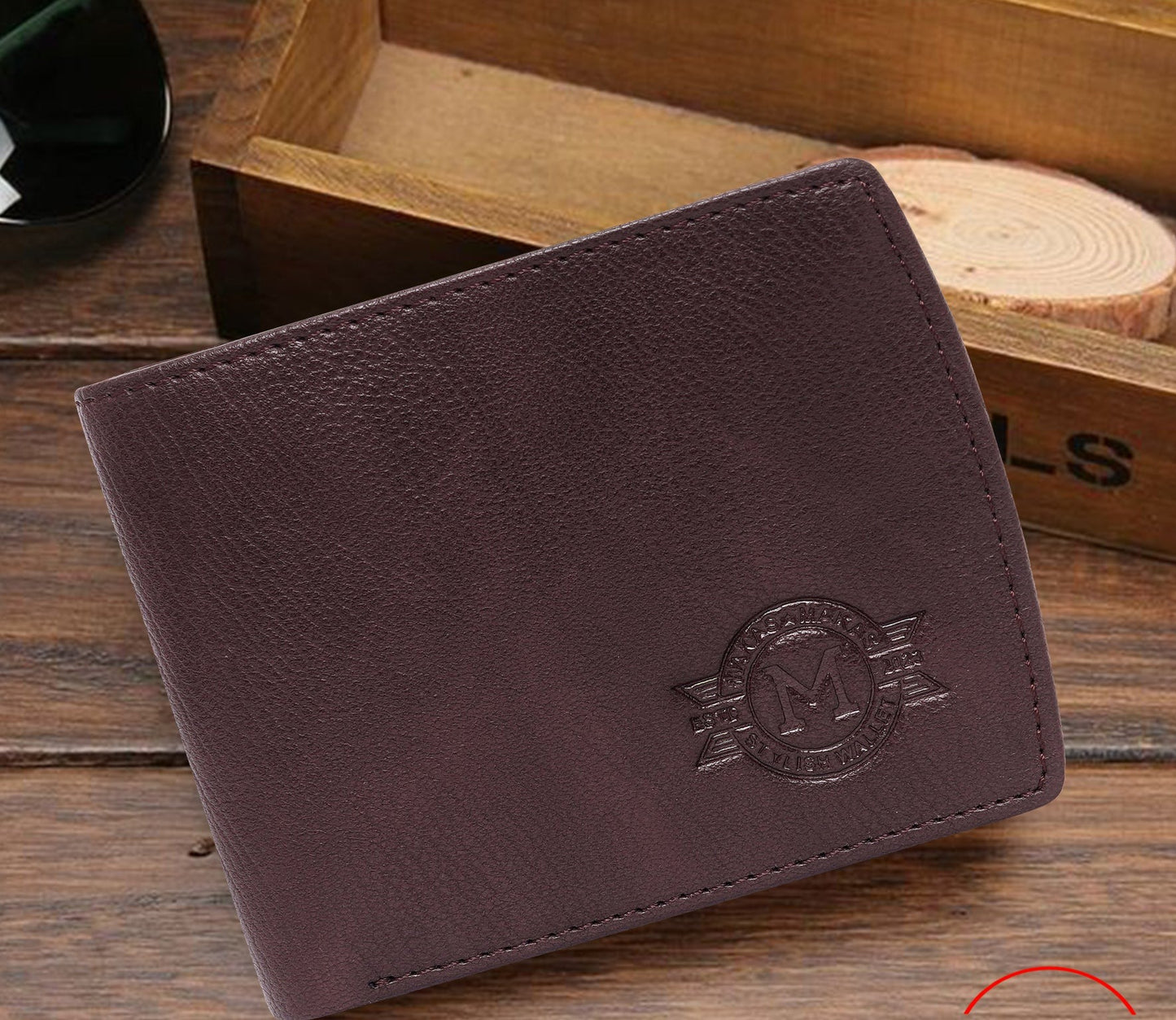 Makas Card Wallet with Coin Pocket , front view , color -Brown