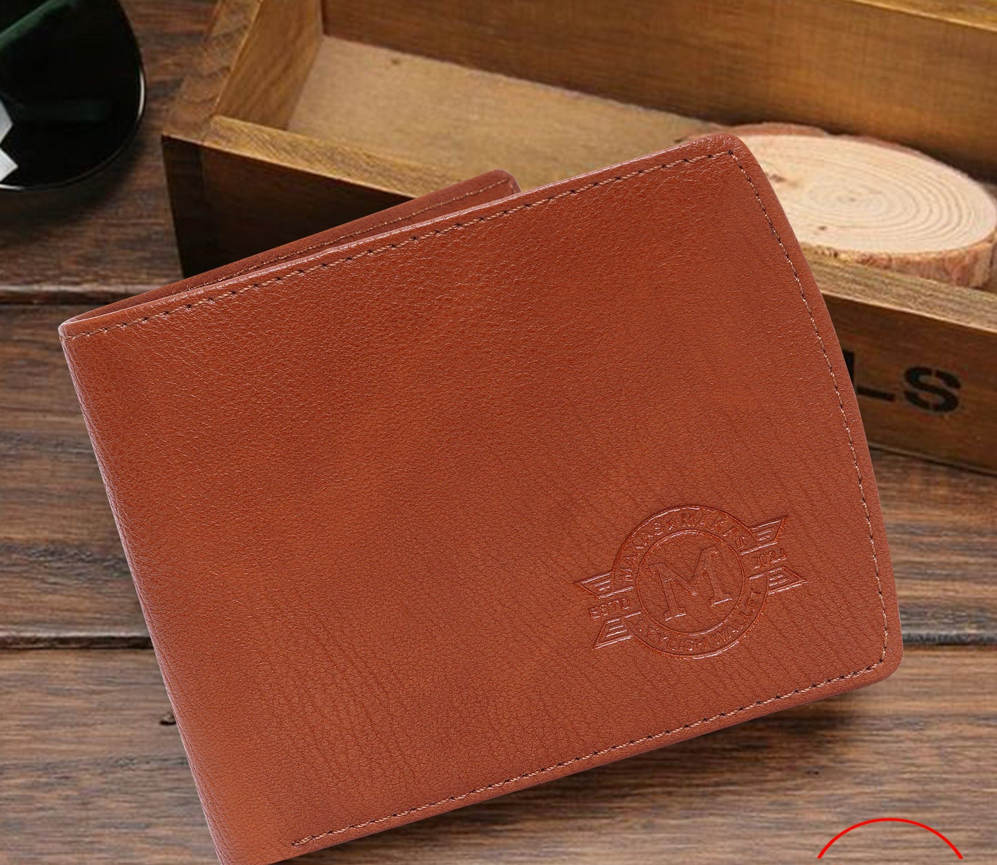 Makas Card Wallet with Coin Pocket , front view , color -Tan
