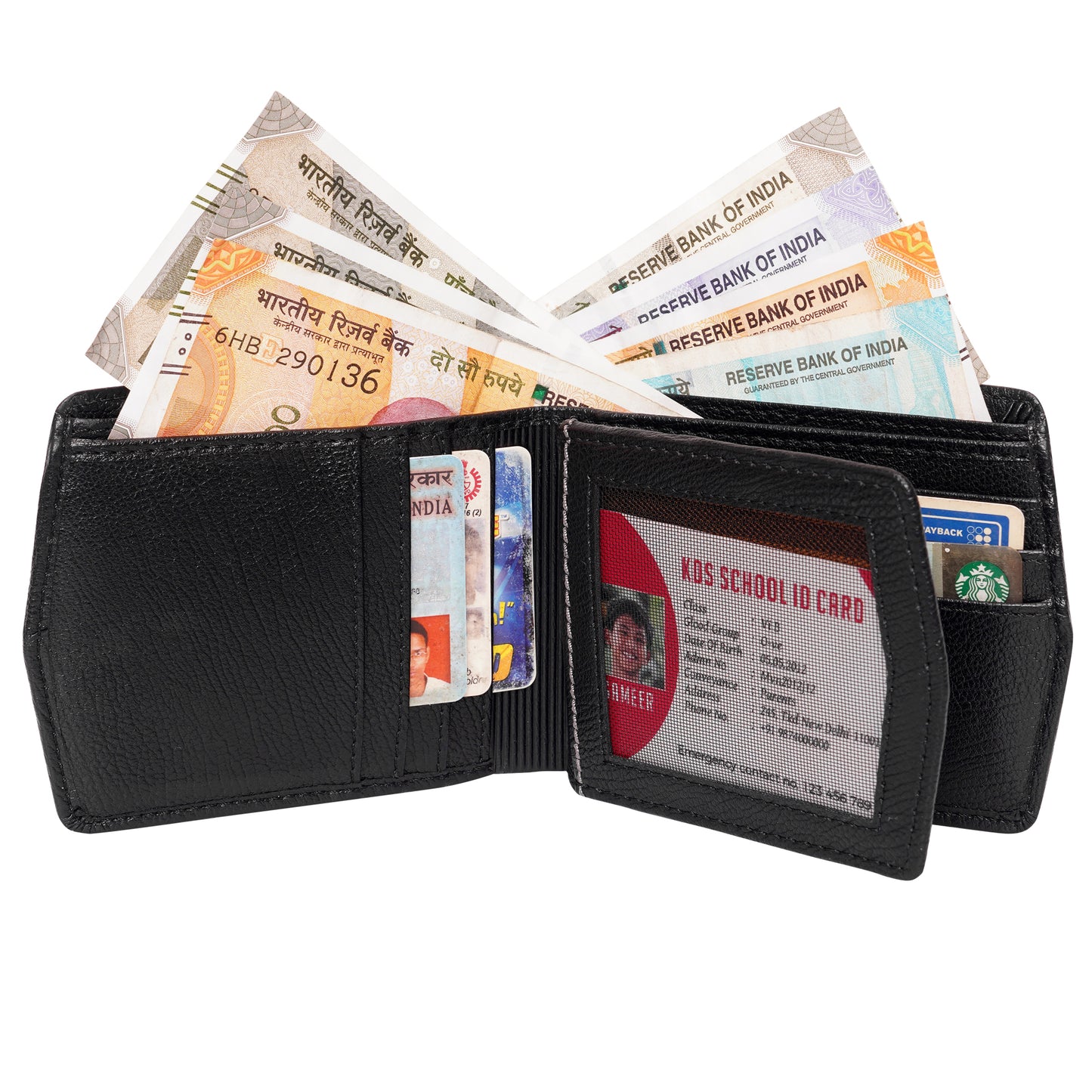 Makas Card Wallet , plain view 1 , color -Black