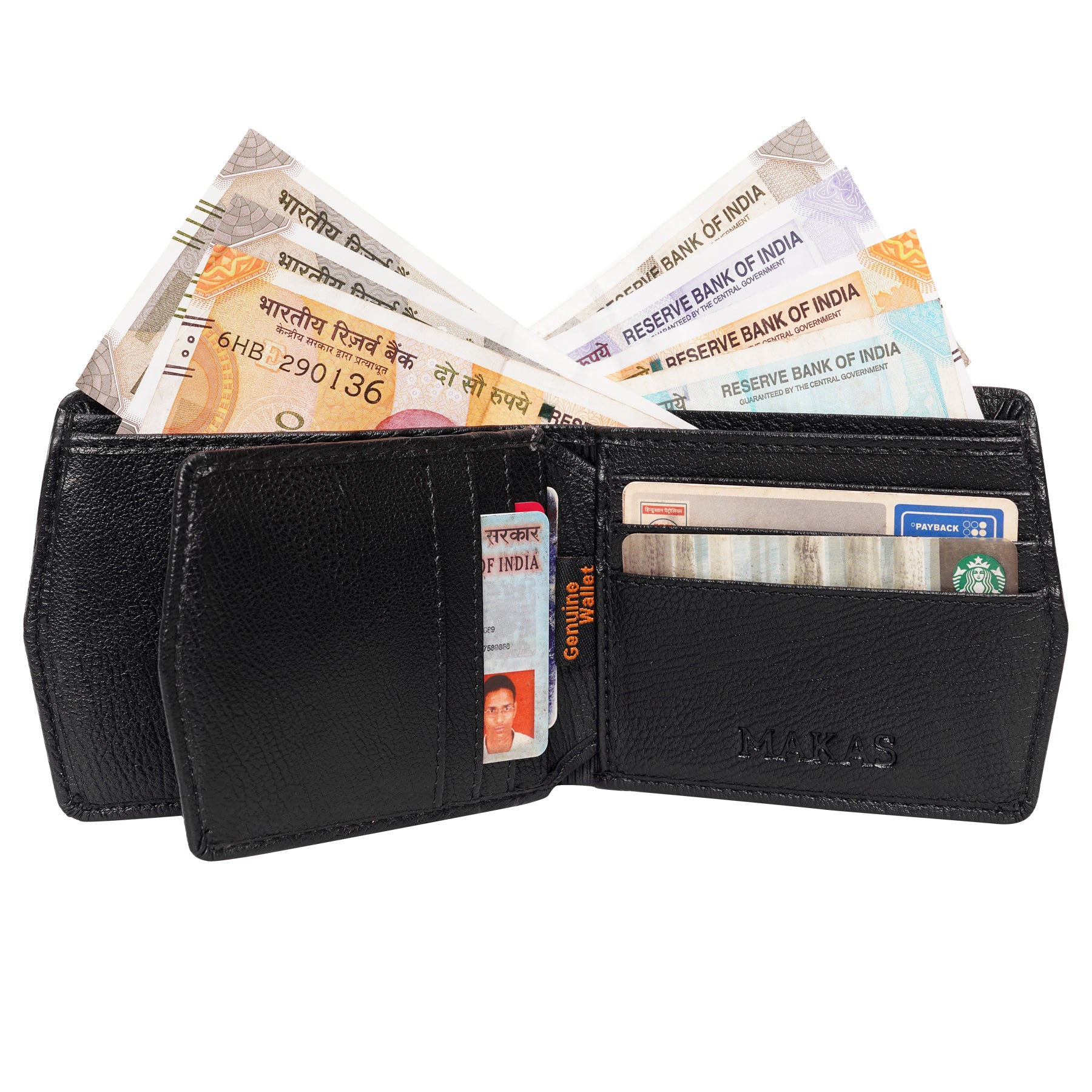 Makas Card Wallet , plain view , color -Black