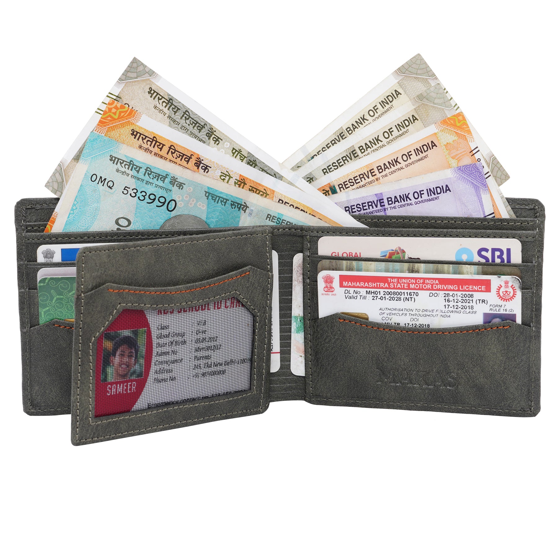 Makas men's wallet , internal look 2,color - Green