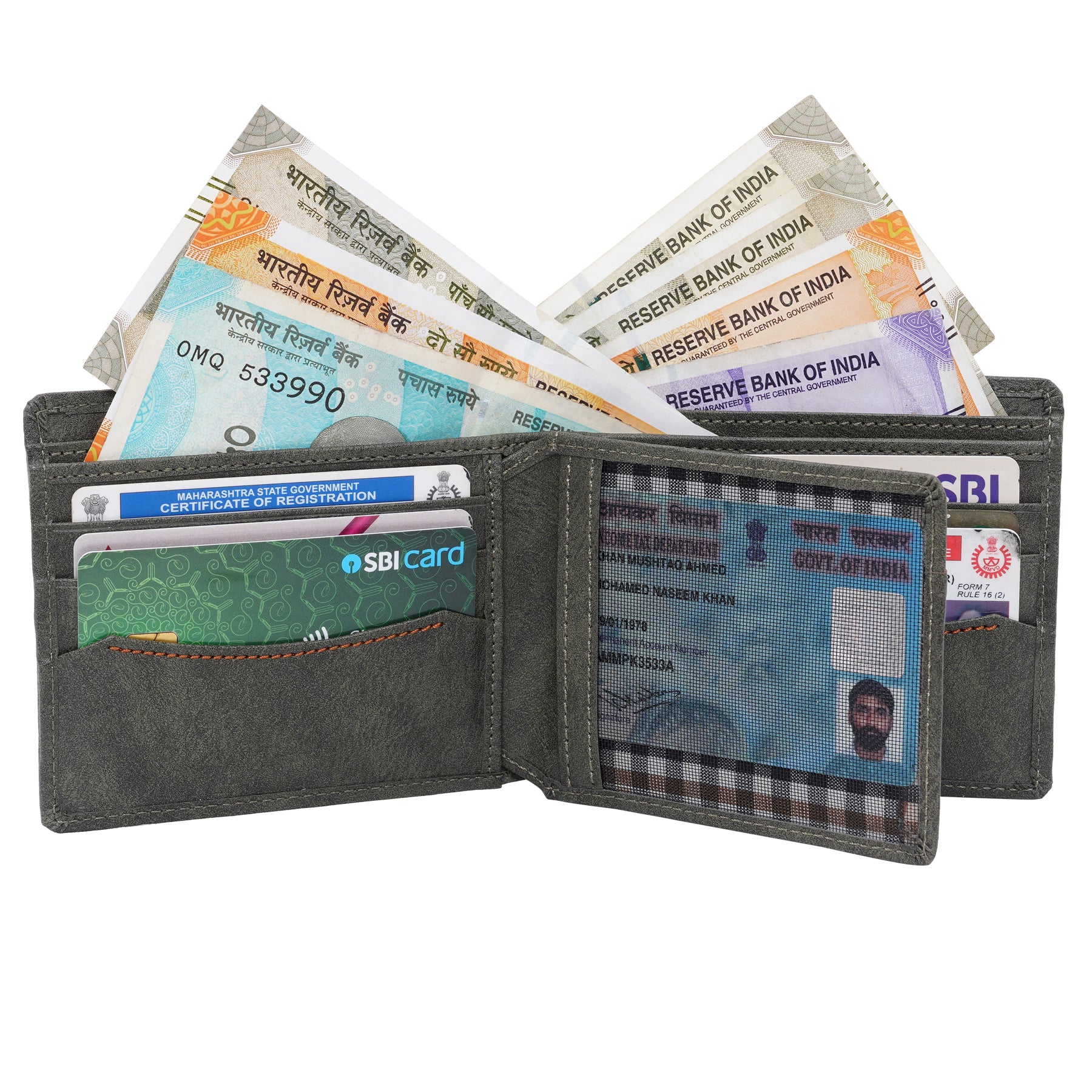 Makas men's wallet , internal look 1,color - Green