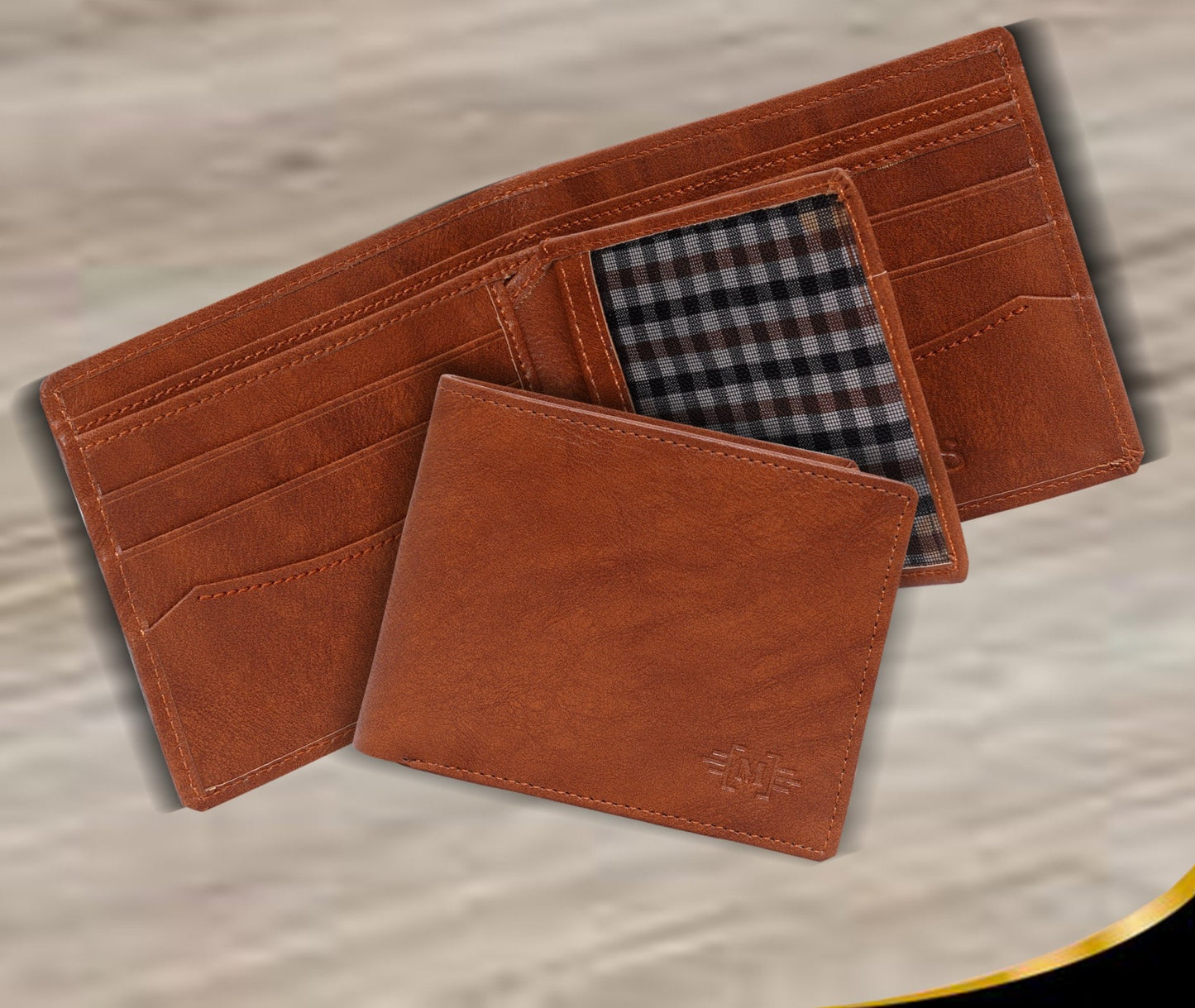 Makas men's wallet , front side open ,color - Tan