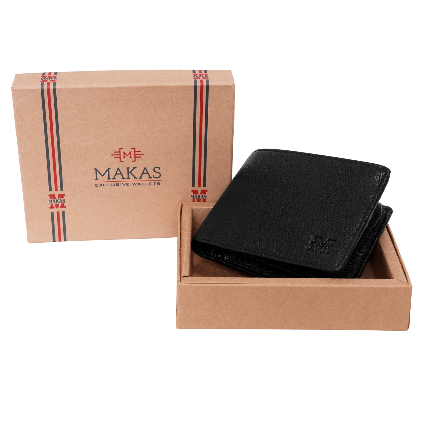 Makas Men's card holder wallet , Box view  ,color-Black