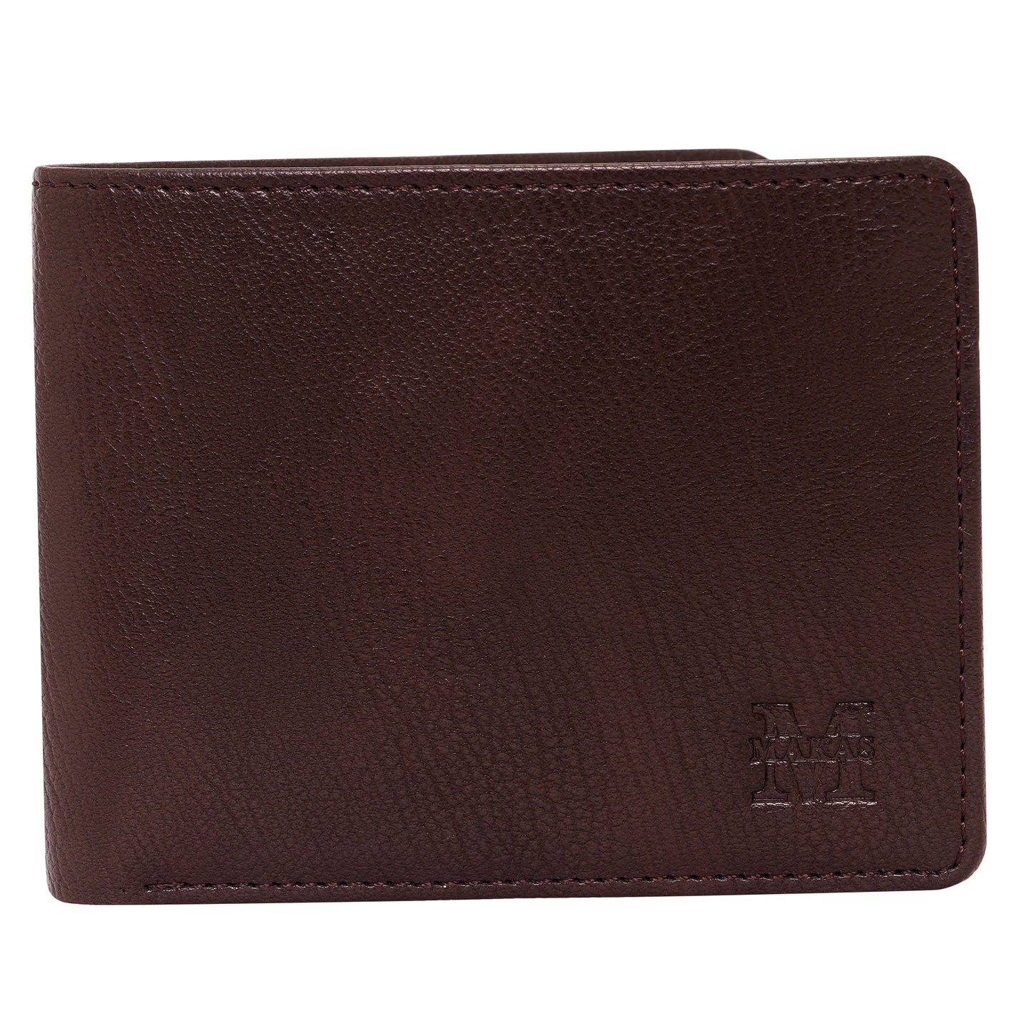 Makas Men's card holder wallet , Front view ,color-Brown