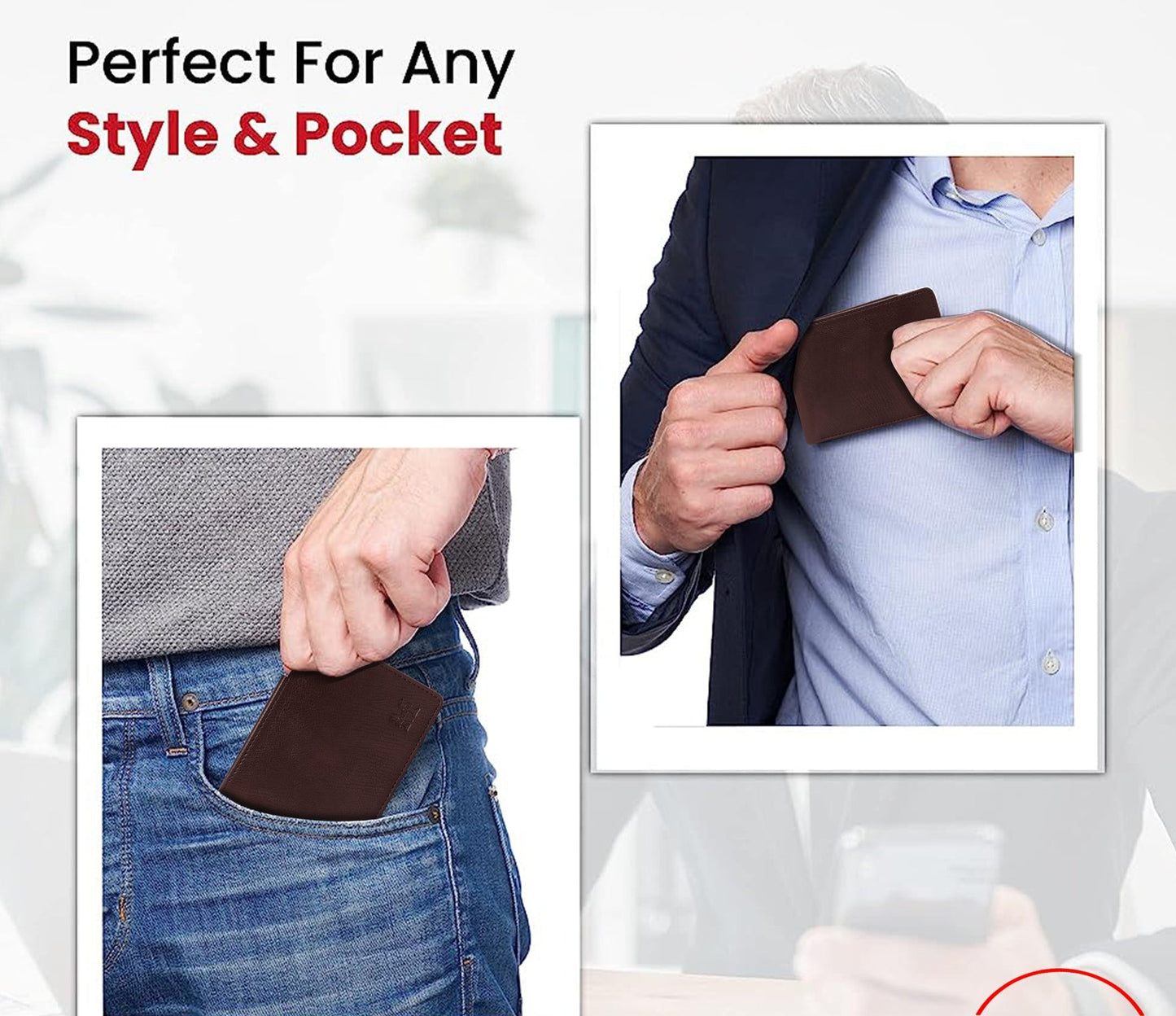 Makas Men's card holder wallet , model view ,color-Brown