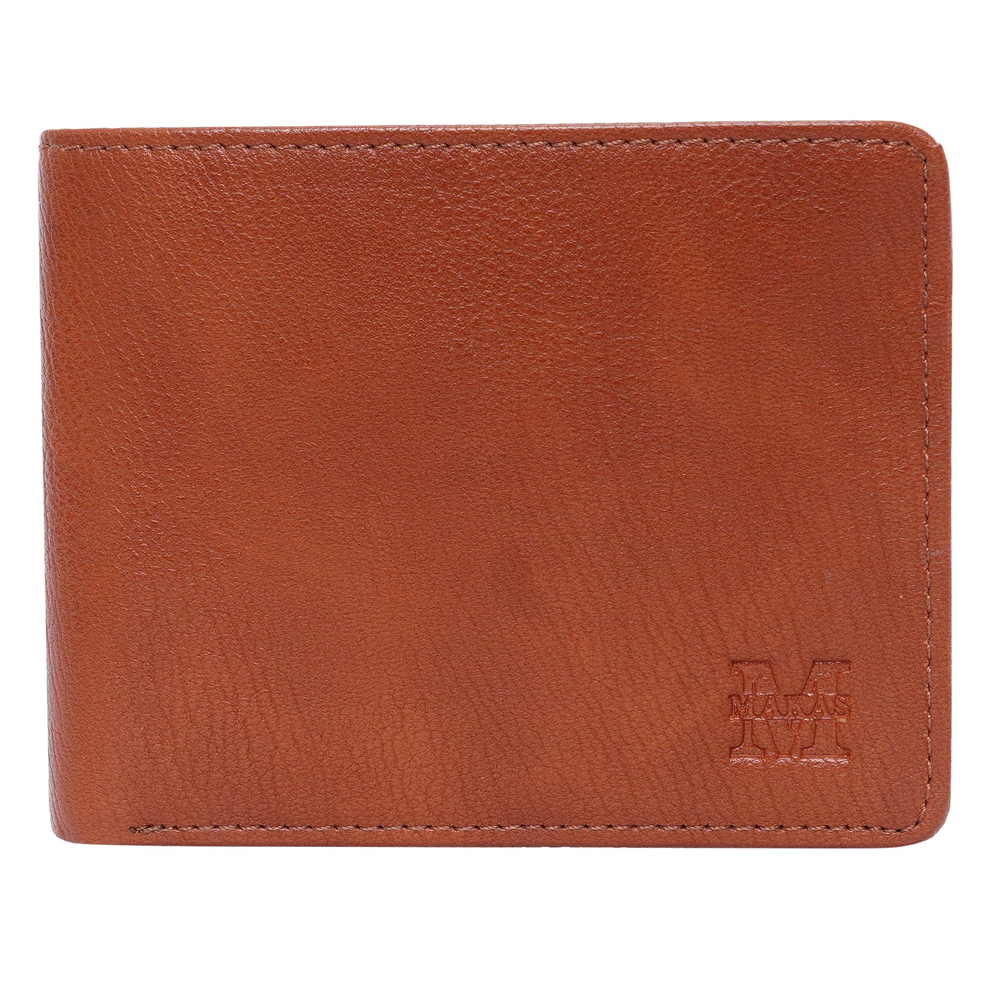 Makas Men's card holder wallet , Front view ,color-Tan